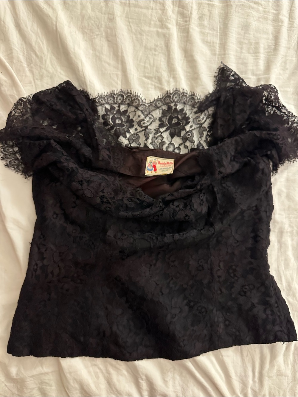 Vintage 1950’s Madalyn Miller Black Lace Short Sleeve Top